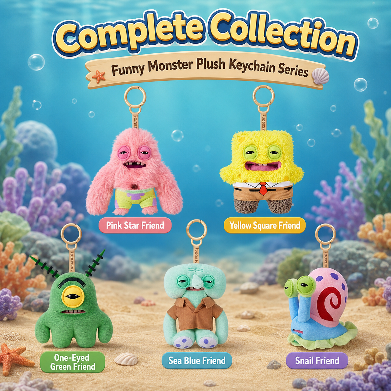 Funny Ugly Plush Monster Keychain – Cartoon-Inspired Bag Charm Blind Box Plush Pendant